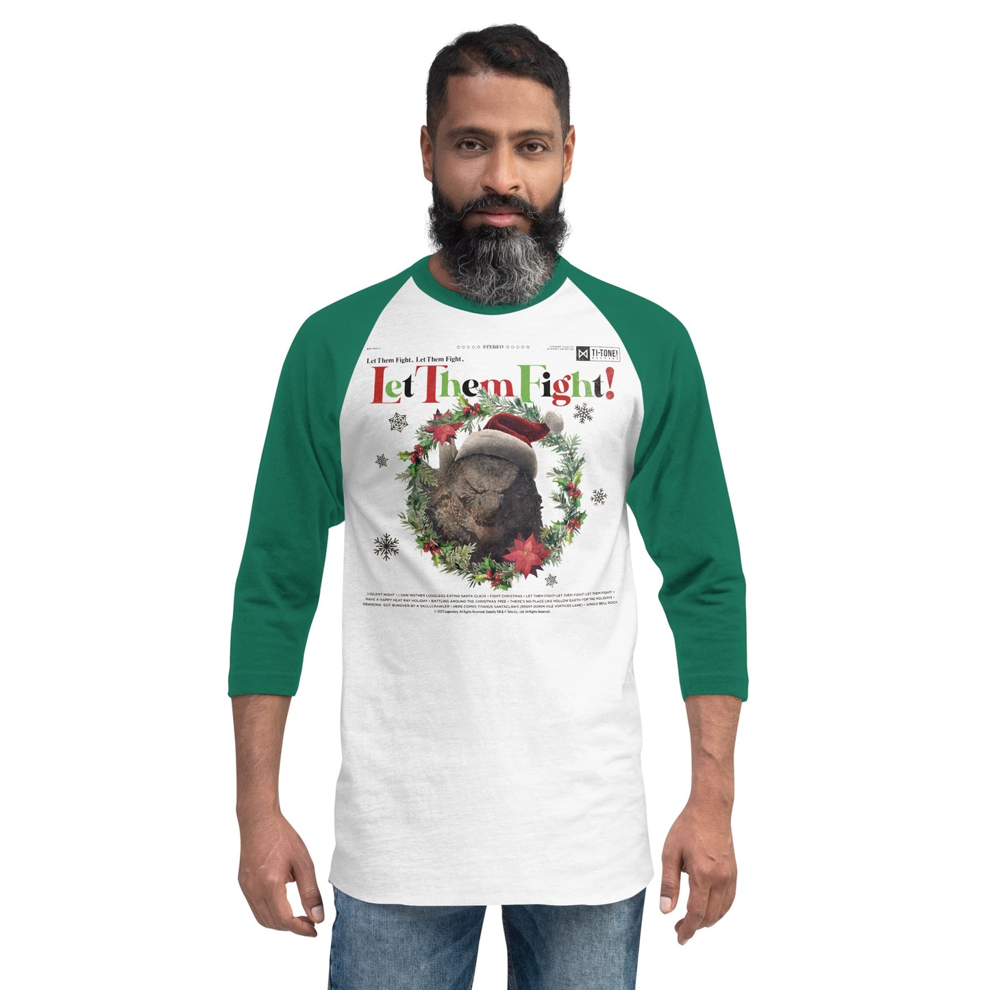 Monsterverse Let Them Fight Godzilla Holiday 3/4 Sleeve Raglan Shirt
