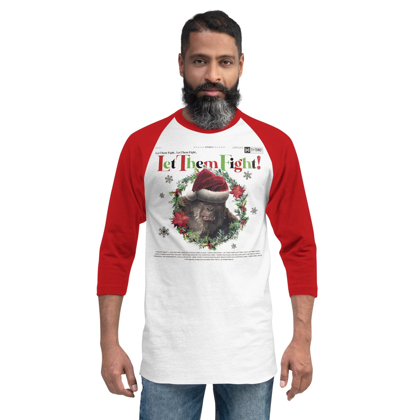 Monsterverse Let them Fight Kong Holiday 3/4 Sleeve Raglan Shirt
