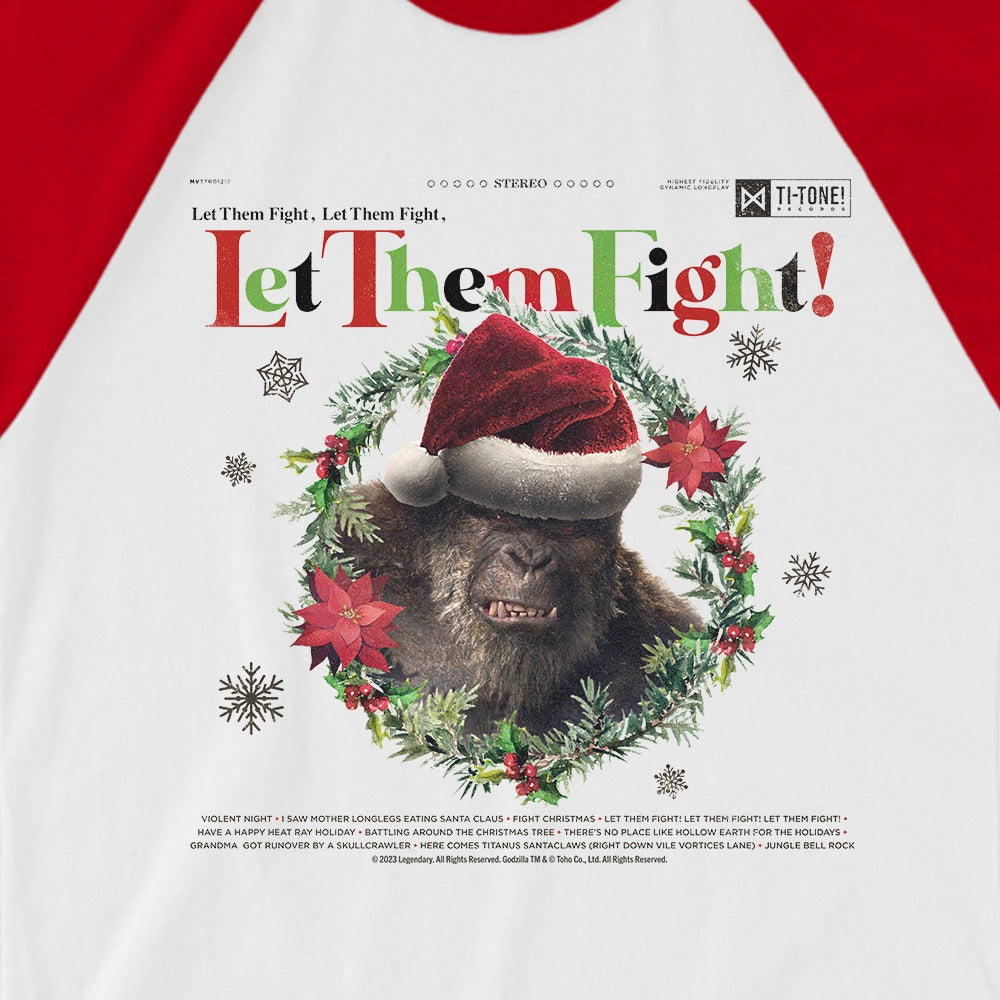 Monsterverse Let them Fight Kong Holiday 3/4 Sleeve Raglan Shirt