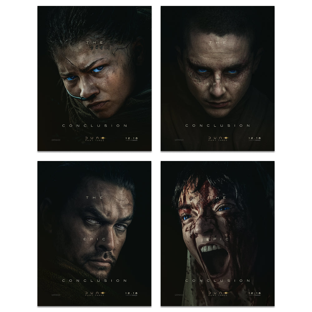 Dune: Part Three Movie Poster Bundle Set of 4 (Paul, Chani, Hayt, and Alia)
