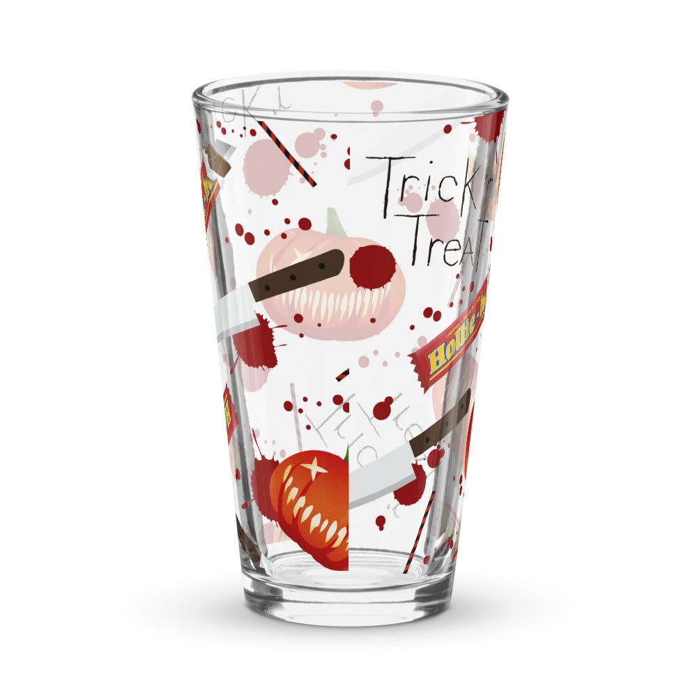 Trick 'r Treat Pumpkin Knife Pattern Shaker Pint Glass