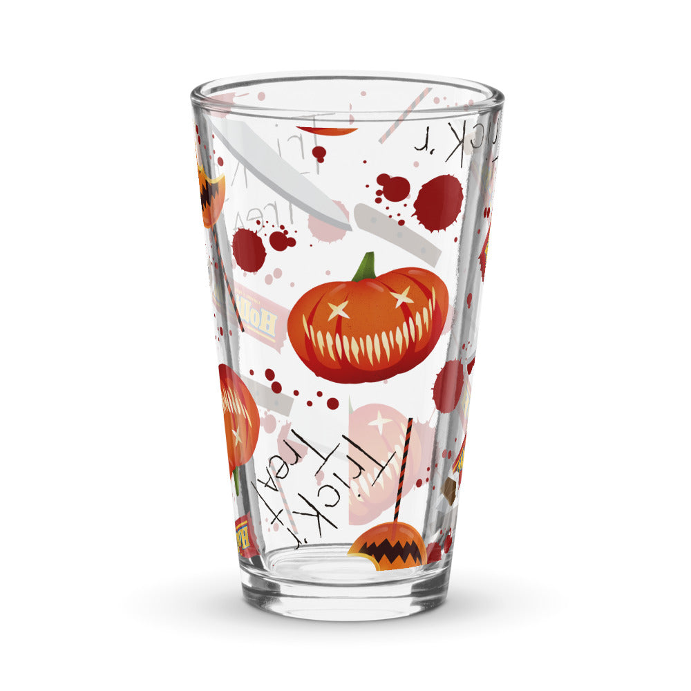 Trick 'r Treat Pumpkin Knife Pattern Shaker Pint Glass