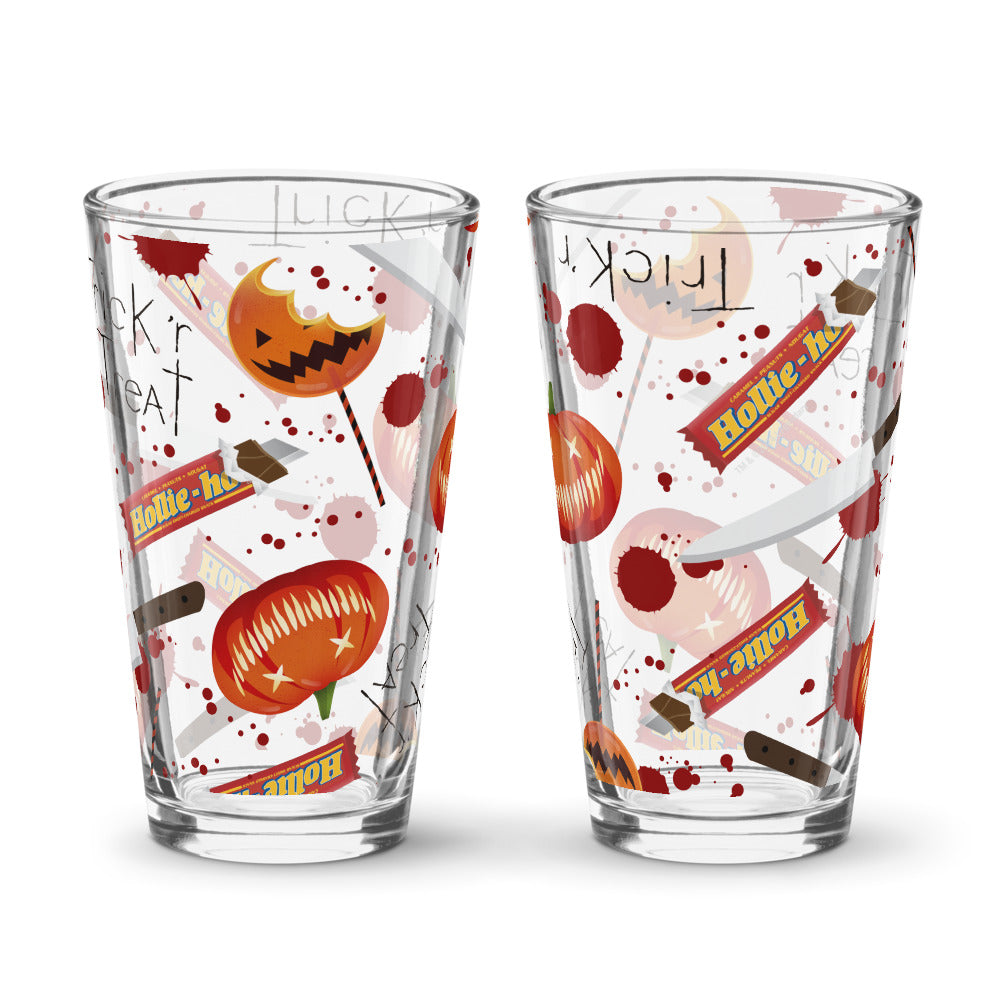 Trick 'r Treat Pumpkin Knife Pattern Shaker Pint Glass