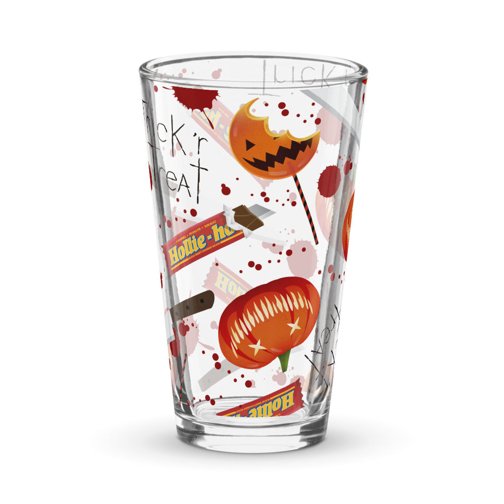 Trick 'r Treat Pumpkin Knife Pattern Shaker Pint Glass