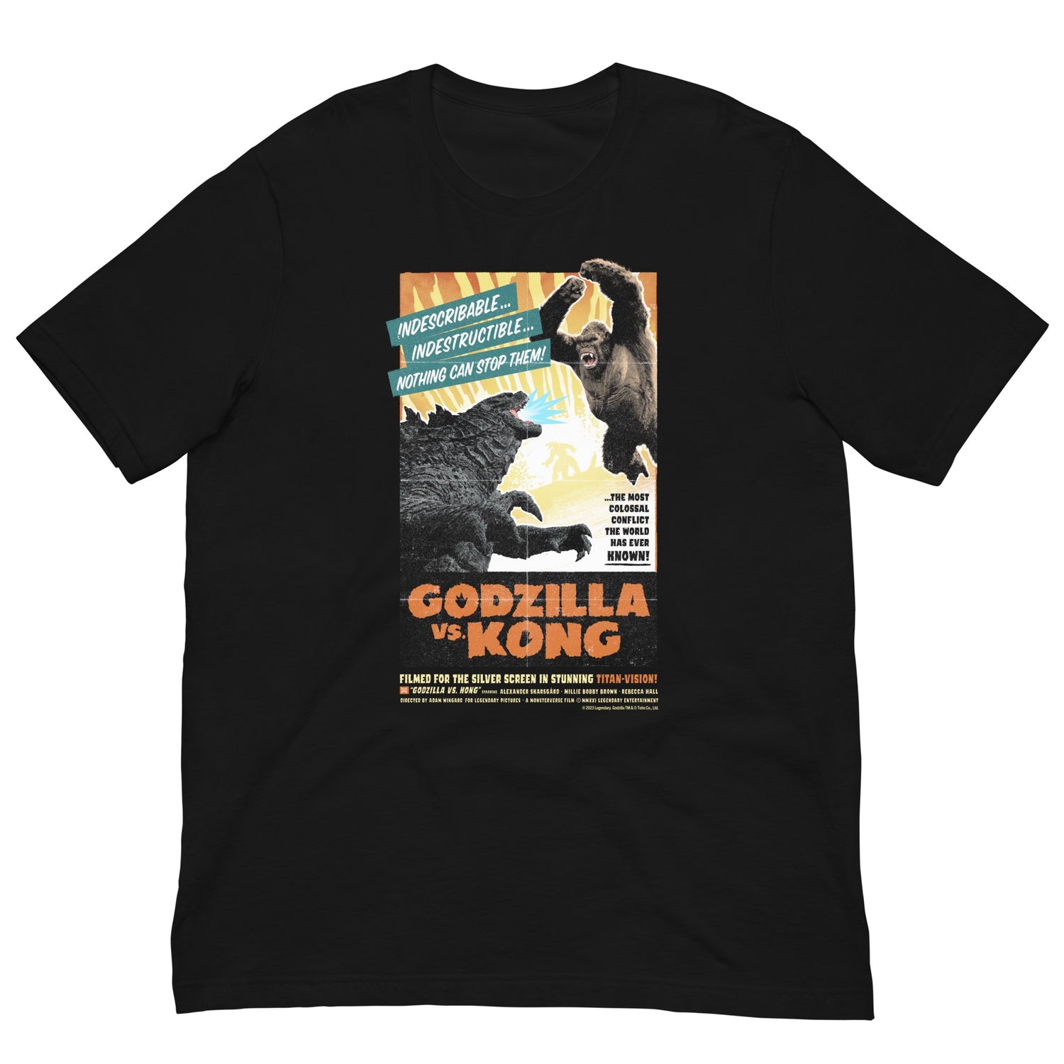 Monsterverse Godzilla Kong Retro Horror Poster T-Shirt