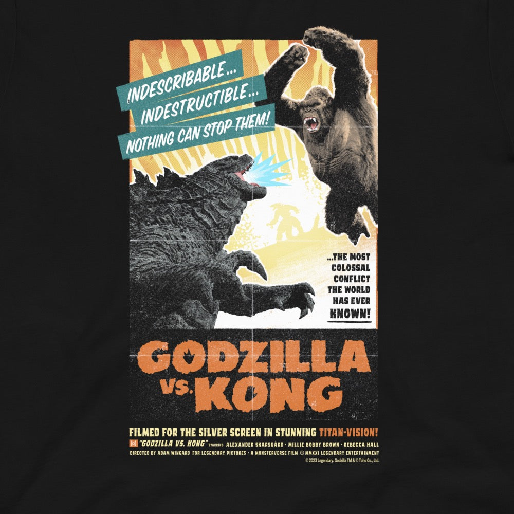 Monsterverse Godzilla vs Kong Retro Horror Poster Adult T-Shirt
